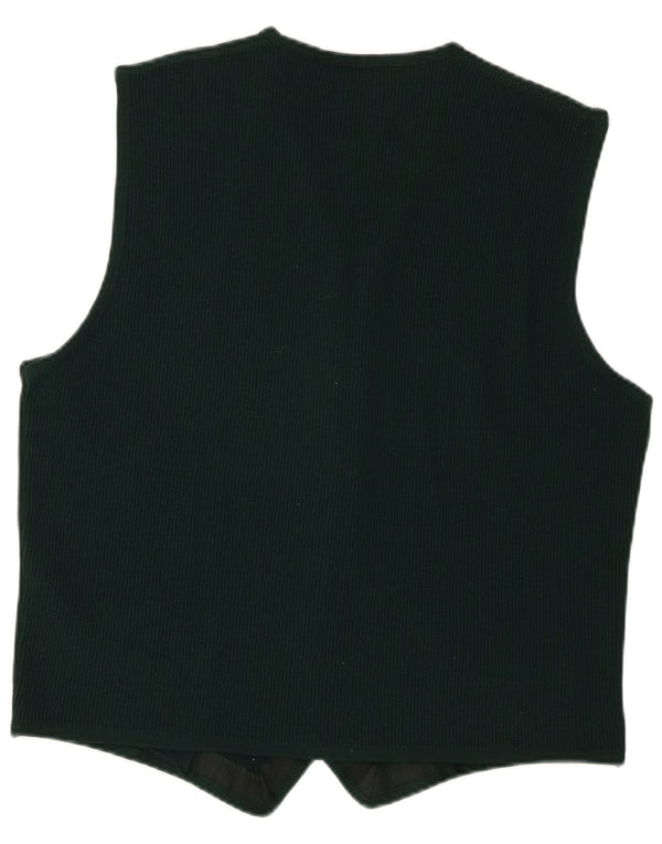 Trussardi Mens Sleeveless Cardigan Sweater US 6 Medium Green Merino Wool