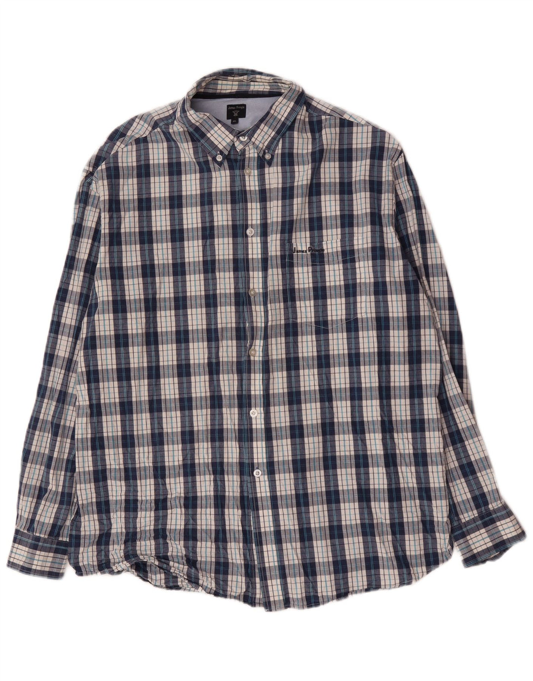 Camicia da uomo James Pringle XL in cotone a quadri blu