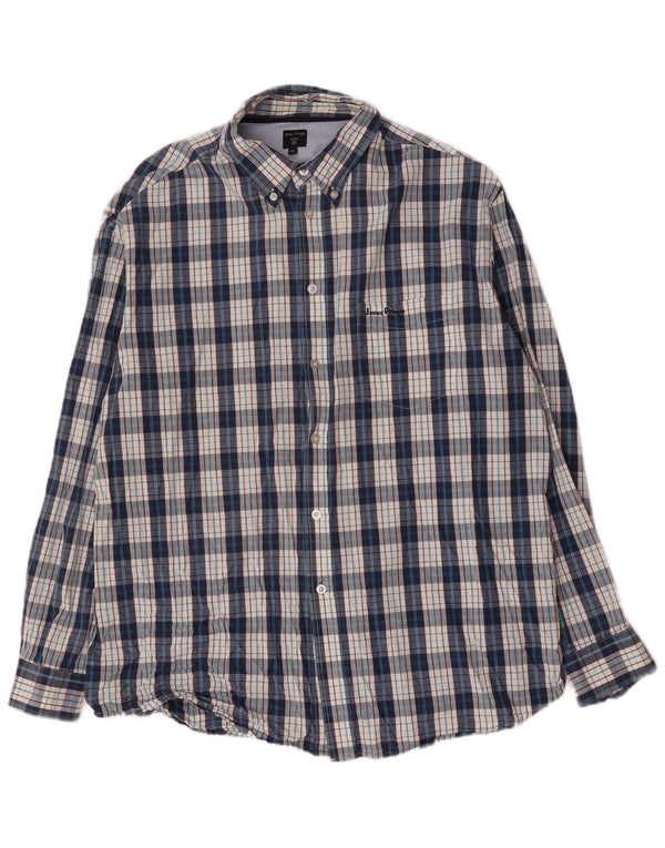 Camicia da uomo James Pringle XL in cotone a quadri blu