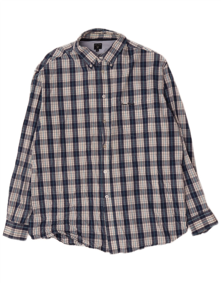 Camicia da uomo James Pringle XL in cotone a quadri blu