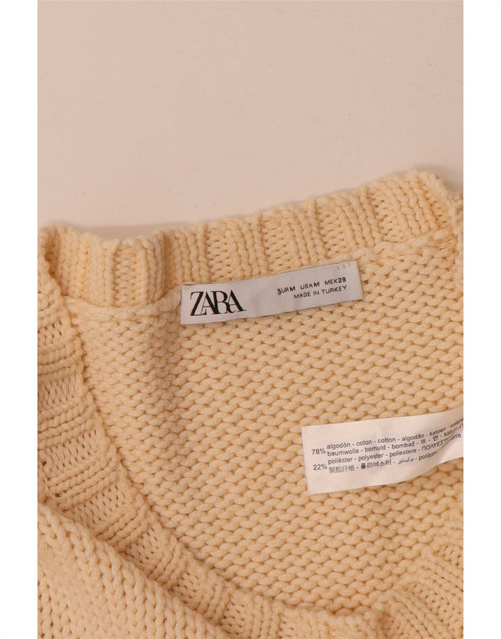 Maglione Zara da donna oversize con scollo a barca UK 14 a righe beige medio