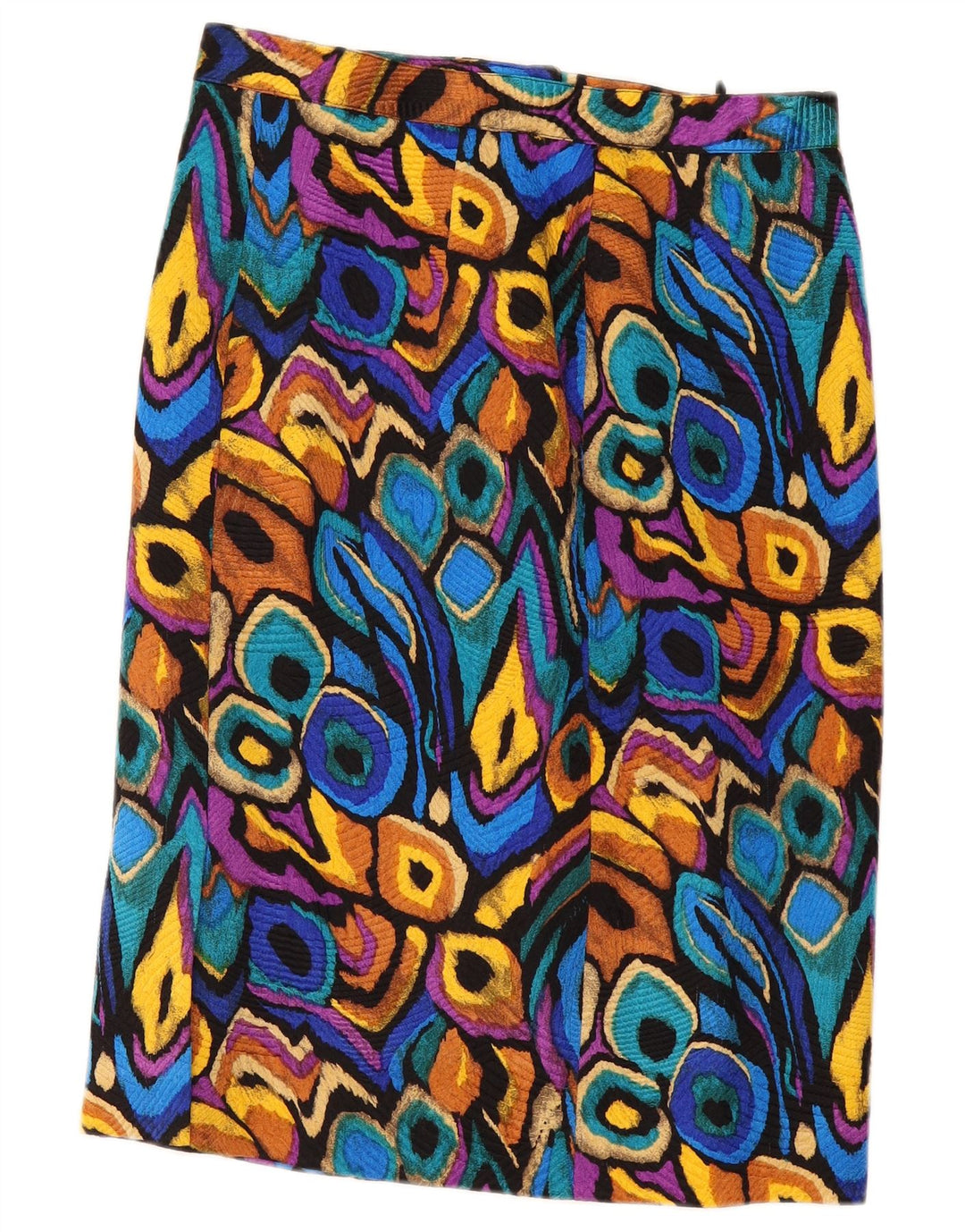 Gonna dritta da donna vintage W32 grande multicolore Ikat