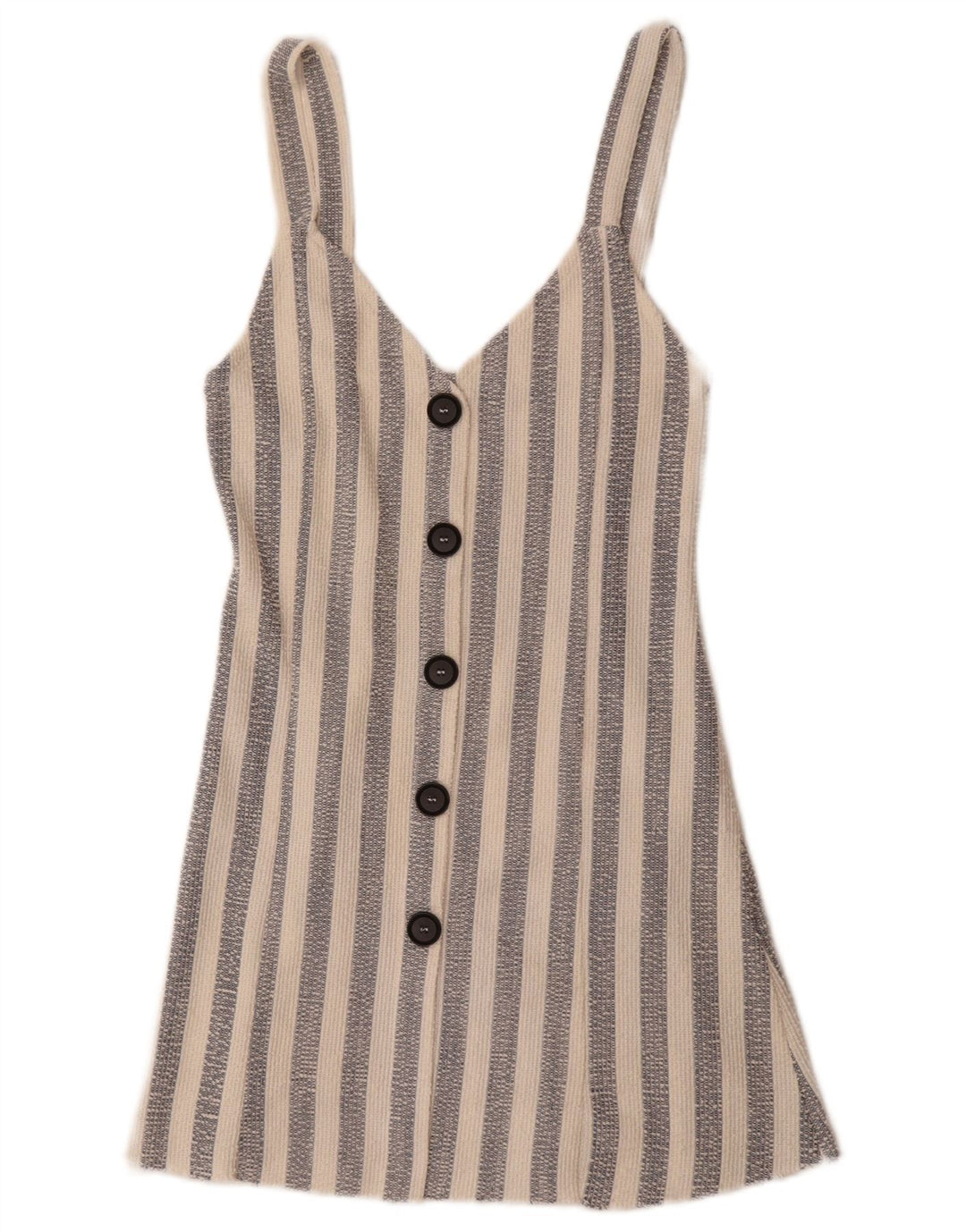 Mini abito a trapezio senza maniche da donna Zara UK 8 piccolo poliestere a righe bianche
