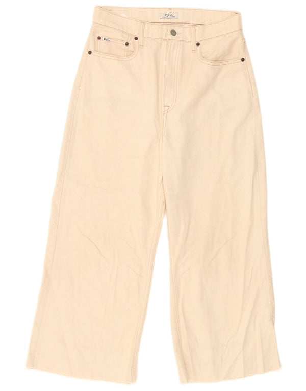 Jeans corti a gamba larga a vita alta da donna Polo Ralph Lauren W29 L25 Beige