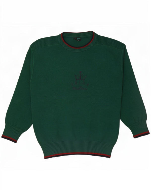 Maglione maglione girocollo con grafica vintage da uomo grande verde