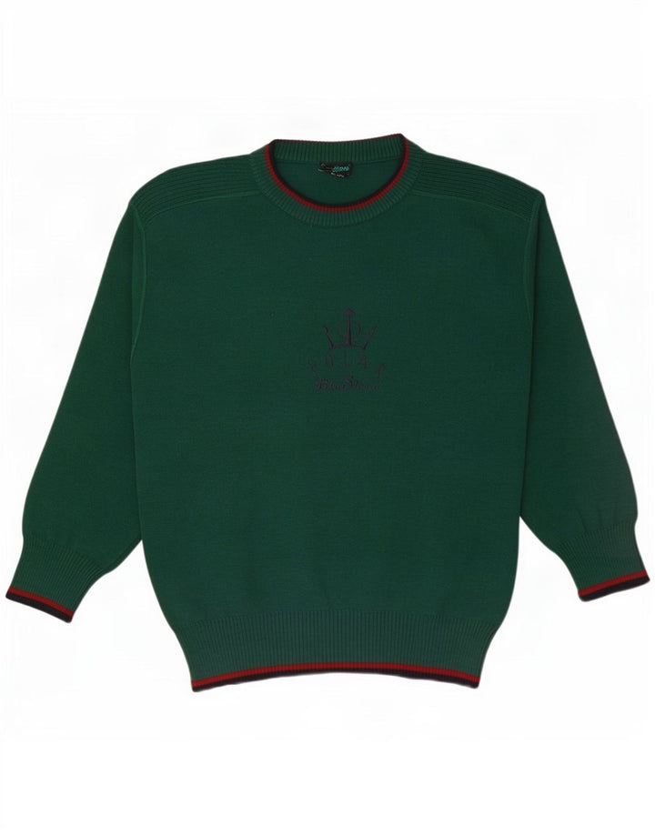 Maglione maglione girocollo con grafica vintage da uomo grande verde