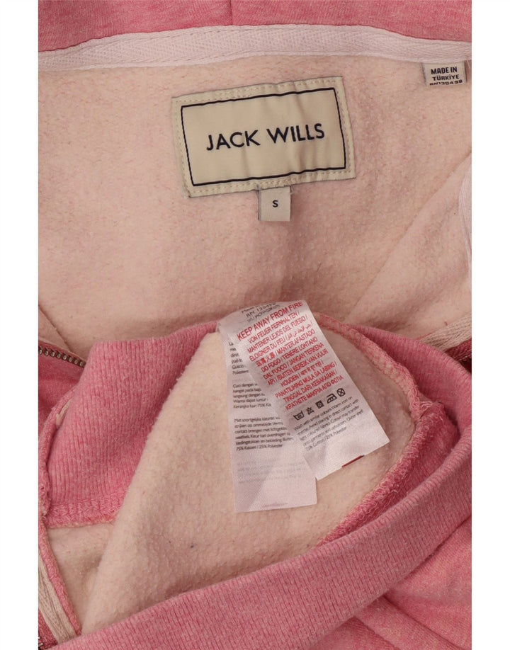 JACK WILLS Maglione con cappuccio e zip oversize da donna UK 10 Piccolo cotone rosa