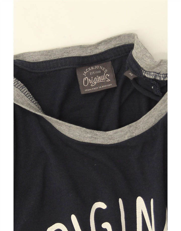 Jack & Jones Top grafico da uomo a maniche lunghe in cotone blu navy medio