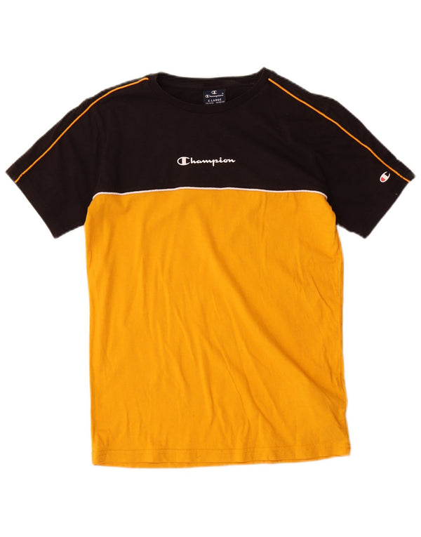 T-shirt grafica Champion da bambino, 13-14 anni, XL, in cotone color block nero