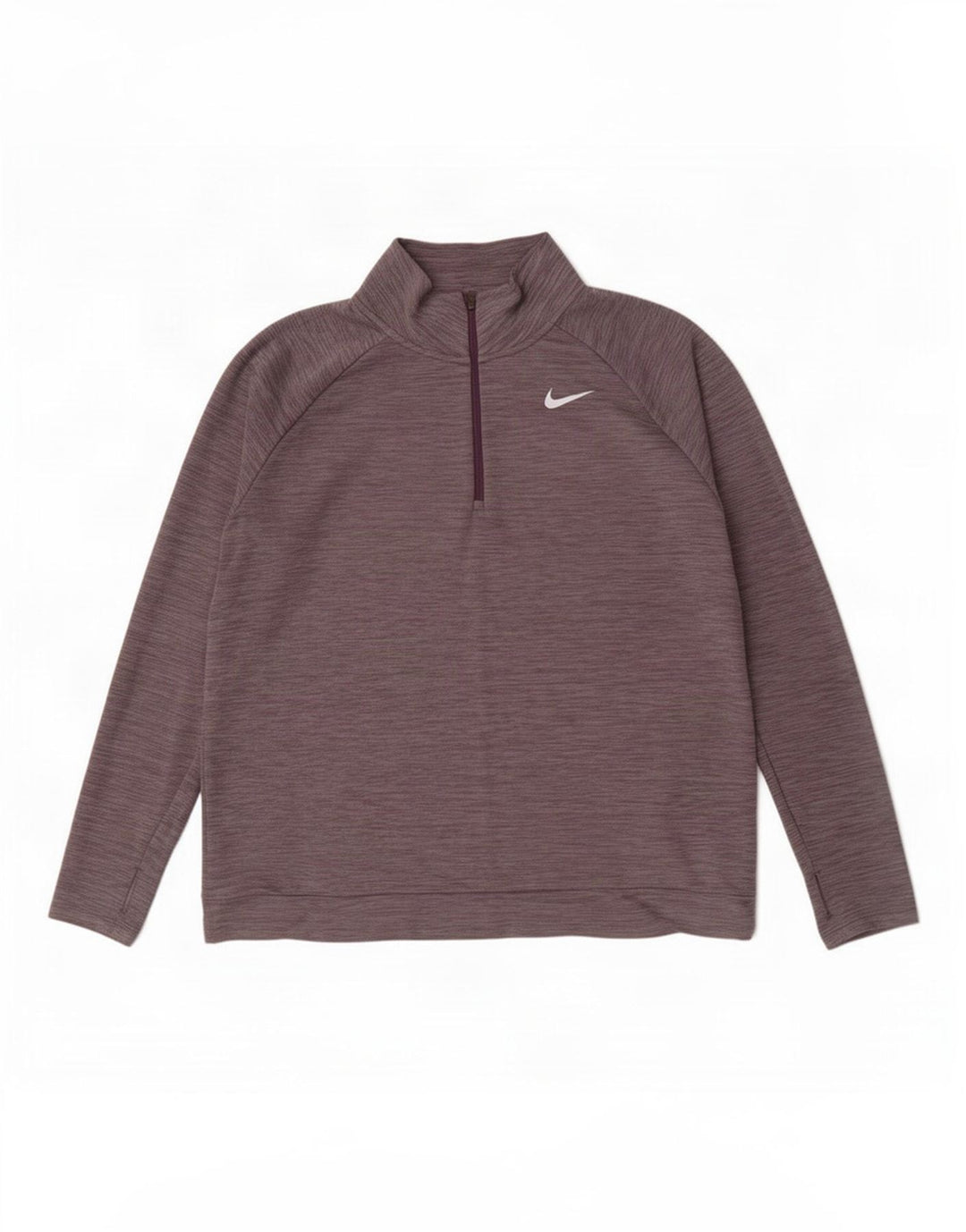 Nike Uomo Dri Fit Zip Collo Pullover Tuta Top XL Poliestere chiazzato grigio