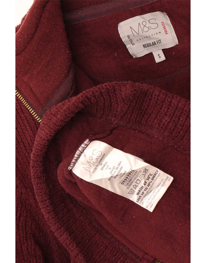 Giacca in pile vestibilità regolare da uomo Marks & Spencer UK 36 piccola bordeaux