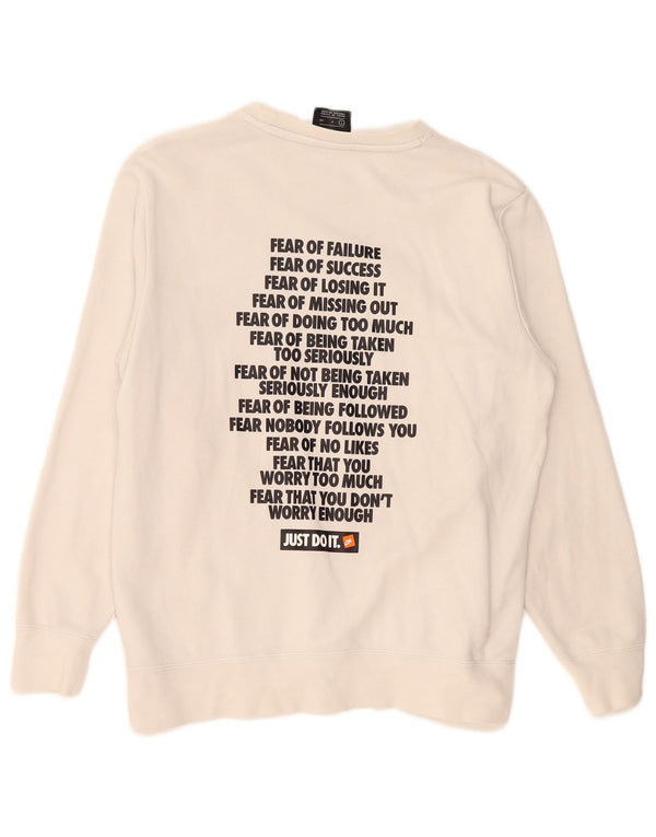 Felpa con grafica Nike da uomo, piccola, cotone bianco