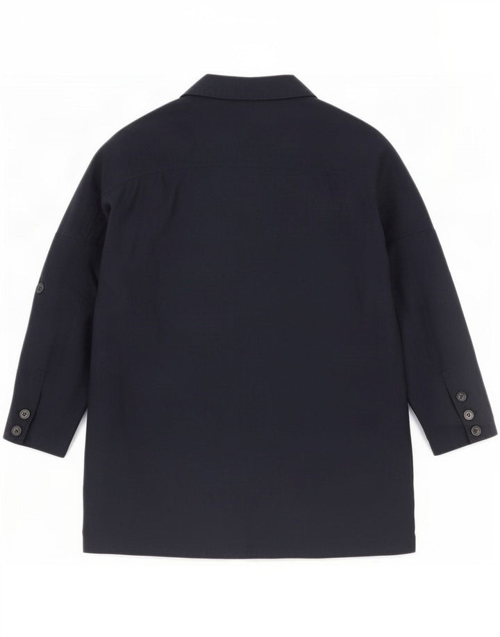 Cappotto doppiopetto con maniche a 3/4 da donna Marks & Spencer UK 14 Large Blu Navy