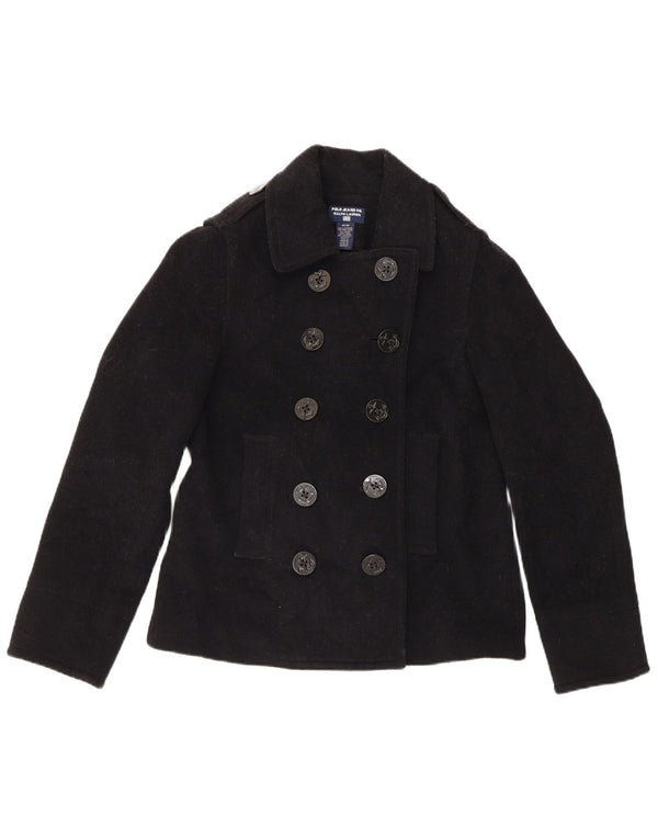 Cappotto da marinaio da donna Ralph Lauren UK 14 lana nera media
