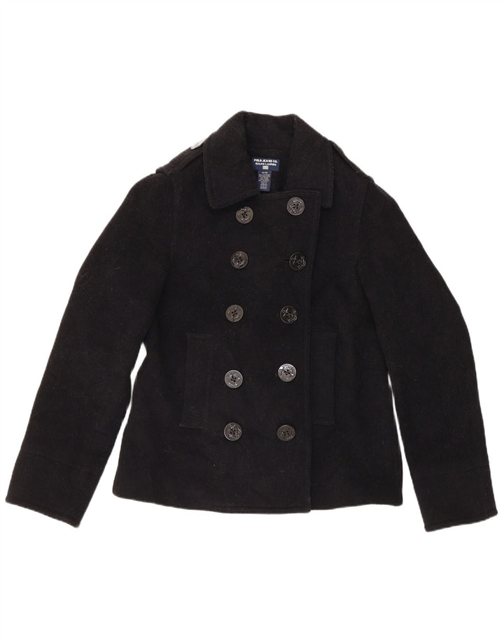 Cappotto da marinaio da donna Ralph Lauren UK 14 lana nera media