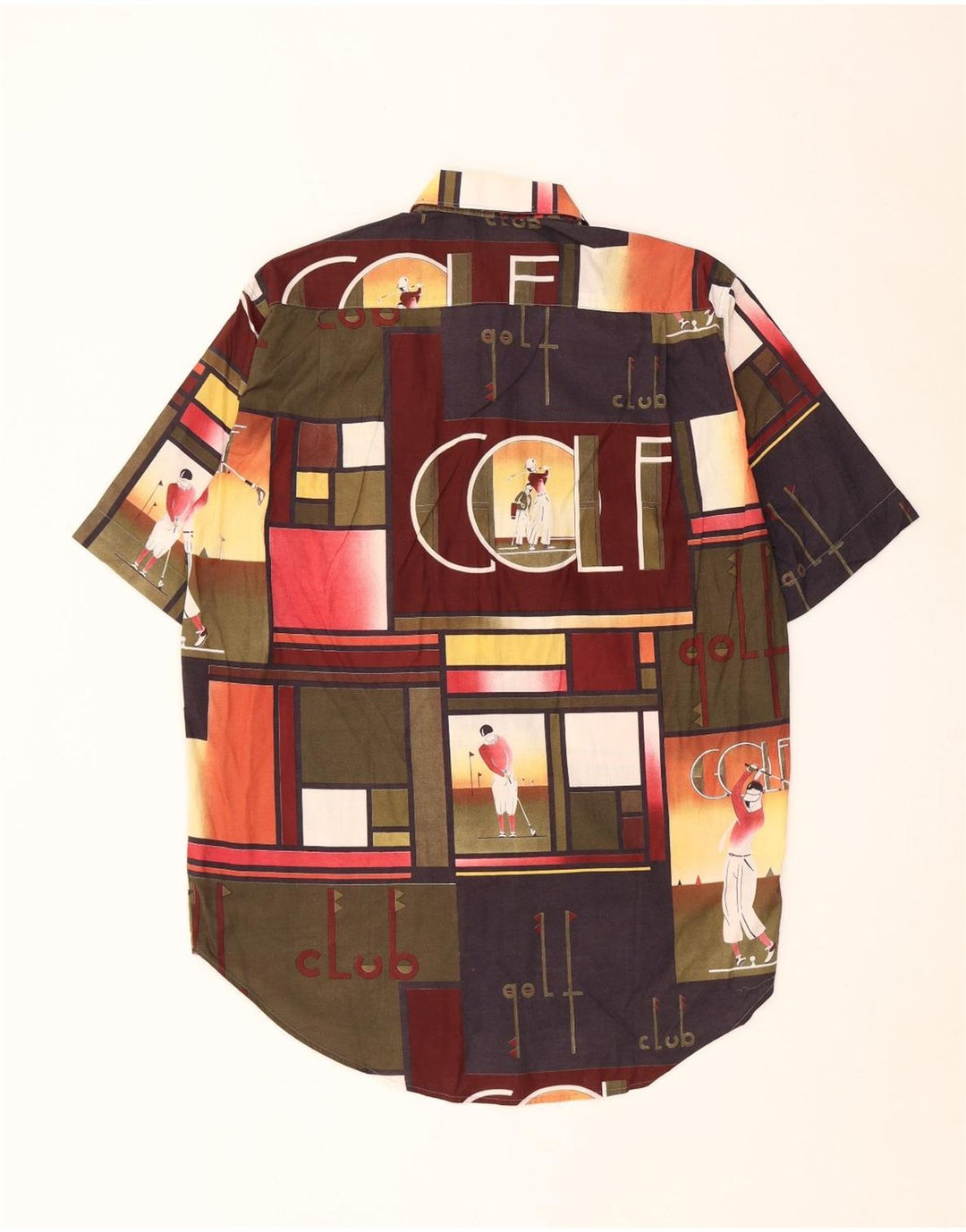 Camicia Benetton Uomo Manica Corta Piccola Patchwork Multicolore in Cotone
