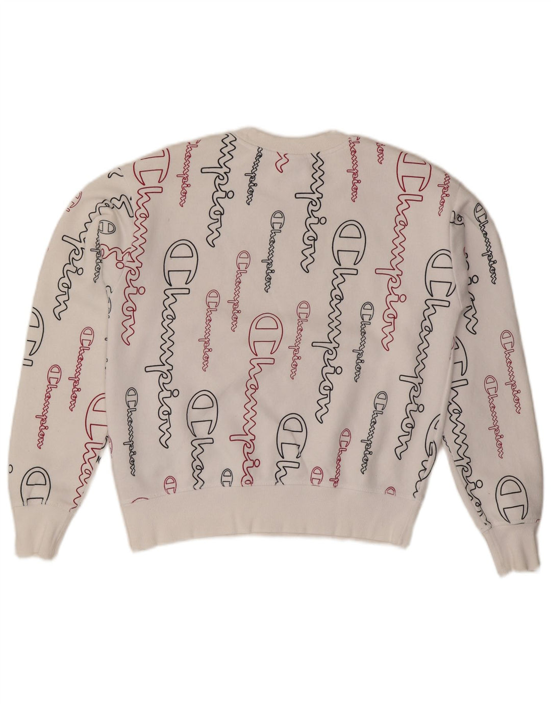 Felpa oversize con grafica da donna CHAMPION, maglione UK 10 piccolo bianco