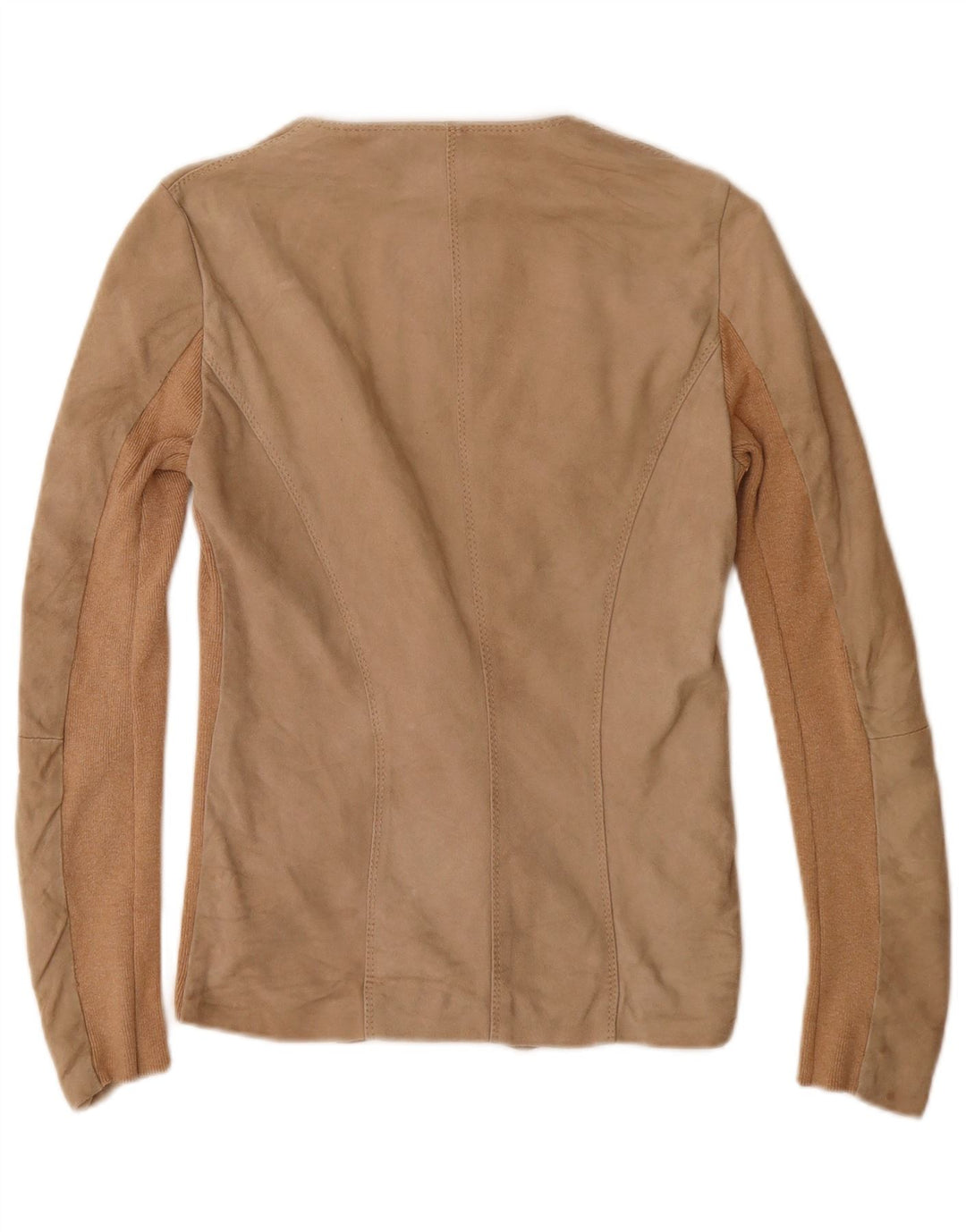 Giacca blazer in pelle scamosciata da donna a 1 bottone Trademark UK 10 Small Beige Colourblock