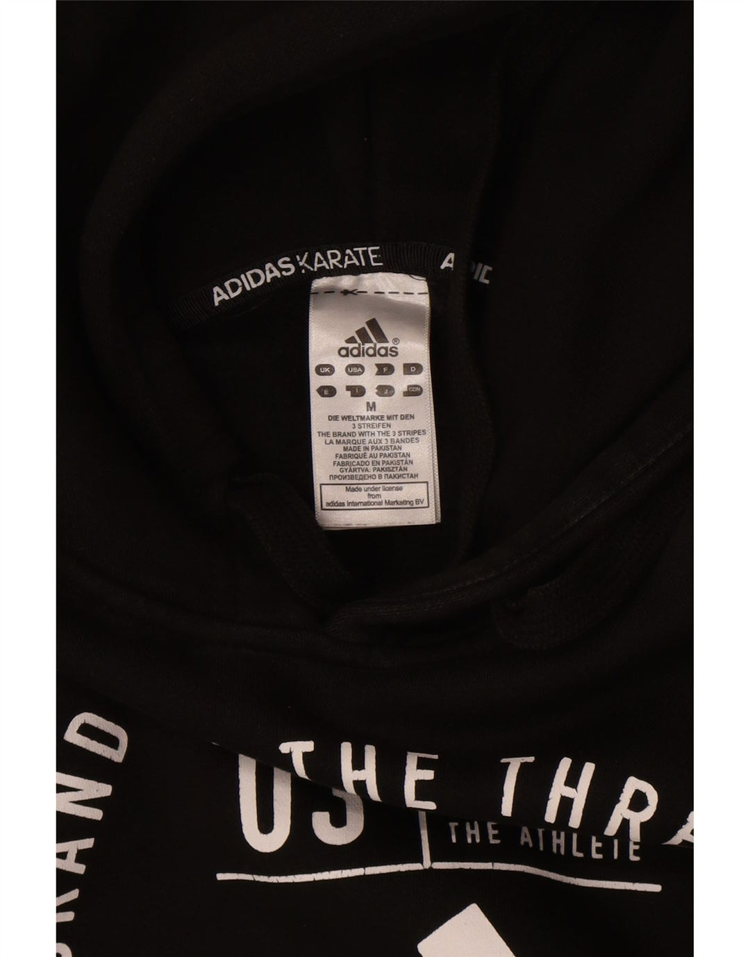 Felpa con cappuccio grafica Adidas da uomo a tre strisce, cotone nero medio