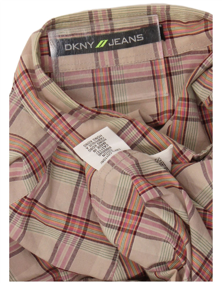 Camicia da uomo DKNY in cotone a quadri beige medio
