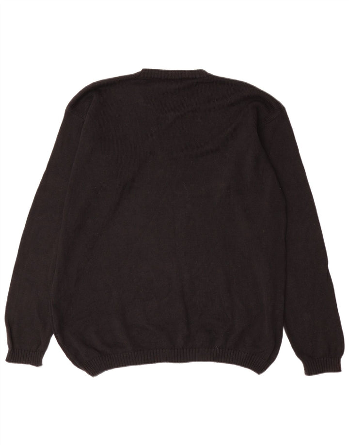 Armani Jeans Maglione da uomo con scollo a V grande in cotone nero