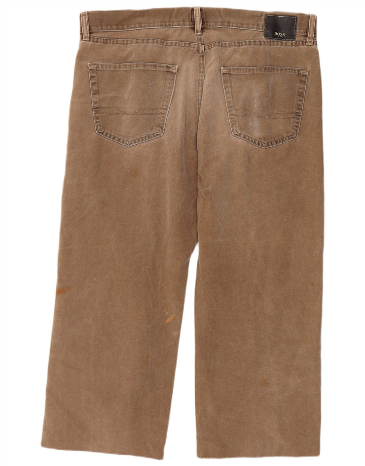 Jeans cropped da uomo HUGO BOSS W38 L25 cotone marrone