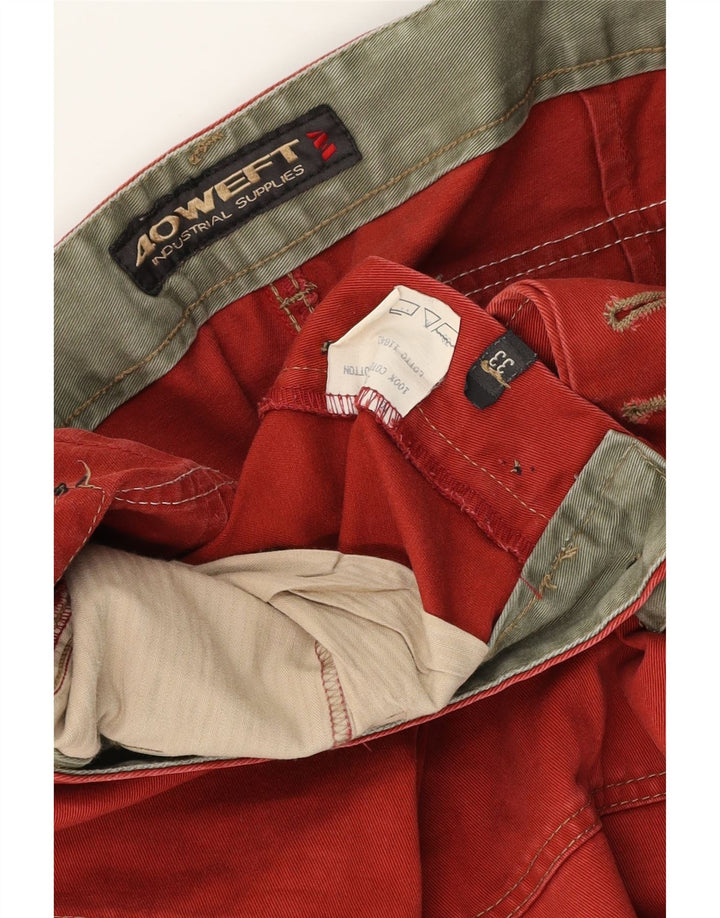 Pantaloni chino dritti da uomo 40Weft W33 L33 in cotone rosso