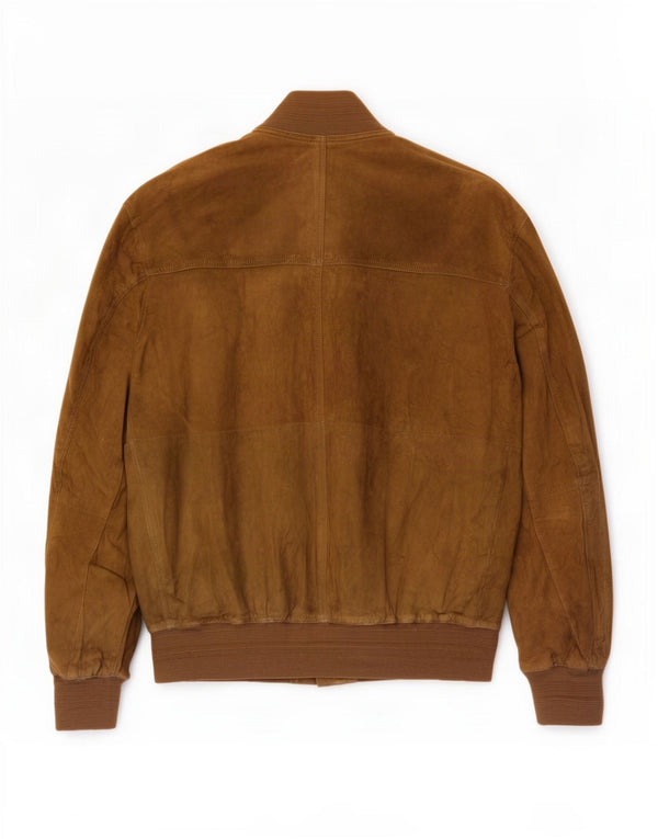 Giubbotto bomber in pelle scamosciata vintage da uomo UK 40 grande in pelle beige
