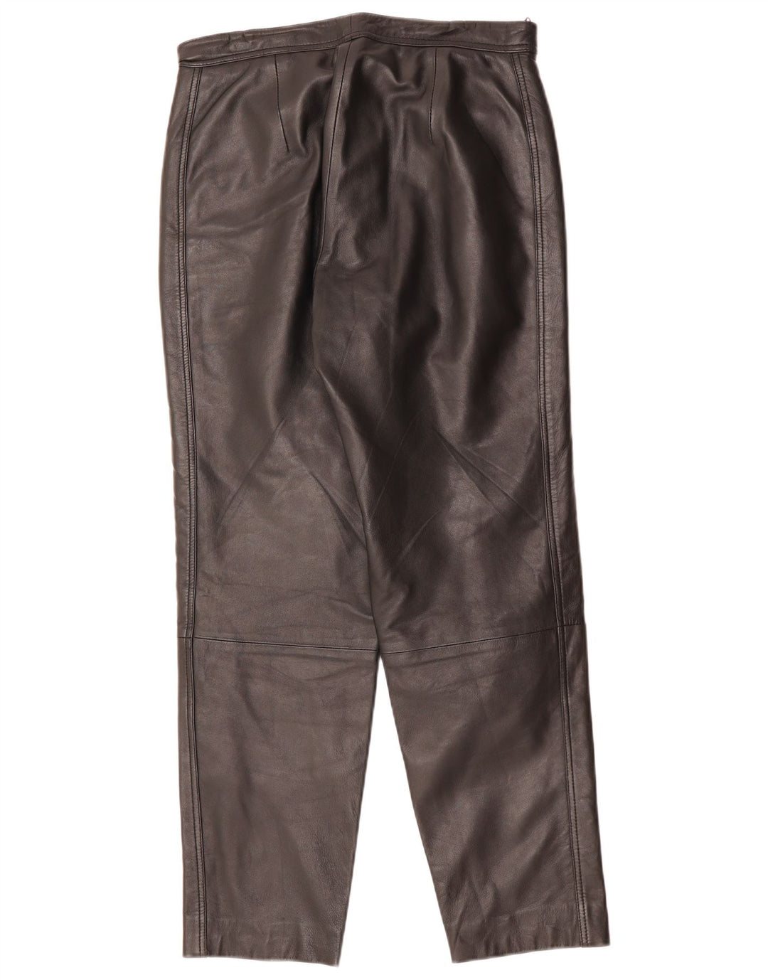 Pantaloni in pelle affusolati da donna VINTAGE EU 38 Medio W30 L29 Pelle nera