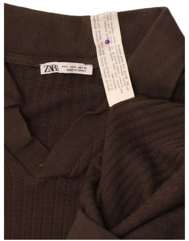 Polo Zara da uomo piccola in cotone marrone