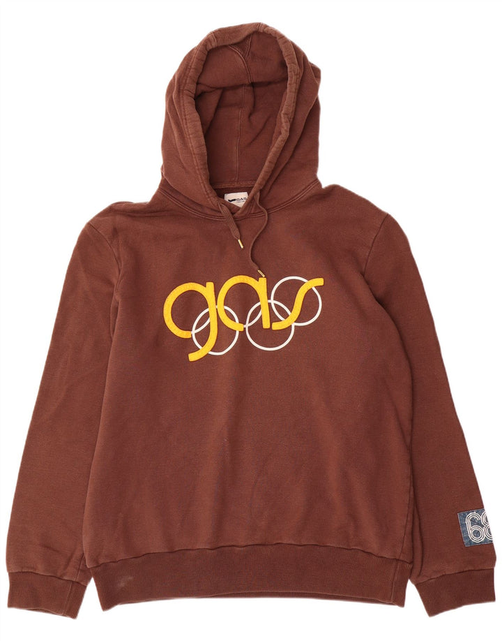 Maglione con cappuccio grafico da uomo Gas 2XL Marrone