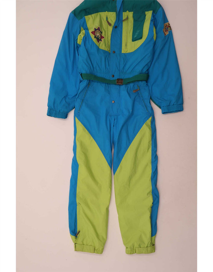 Tuta da sci vintage da uomo IT 48 Nylon color block blu medio