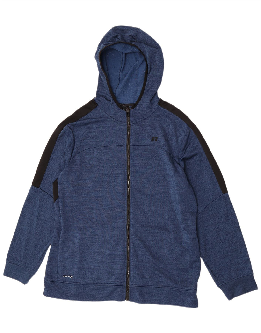 Maglione con cappuccio e zip da uomo Russell Athletic XL in poliestere color block blu