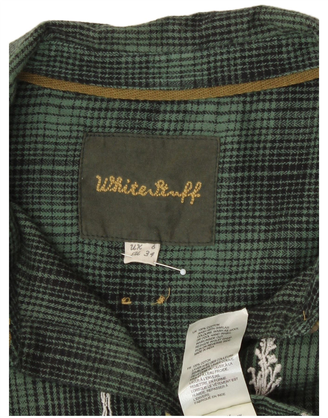 Camicia di flanella oversize da donna White Stuff UK 6 XS Cotone a quadri verde