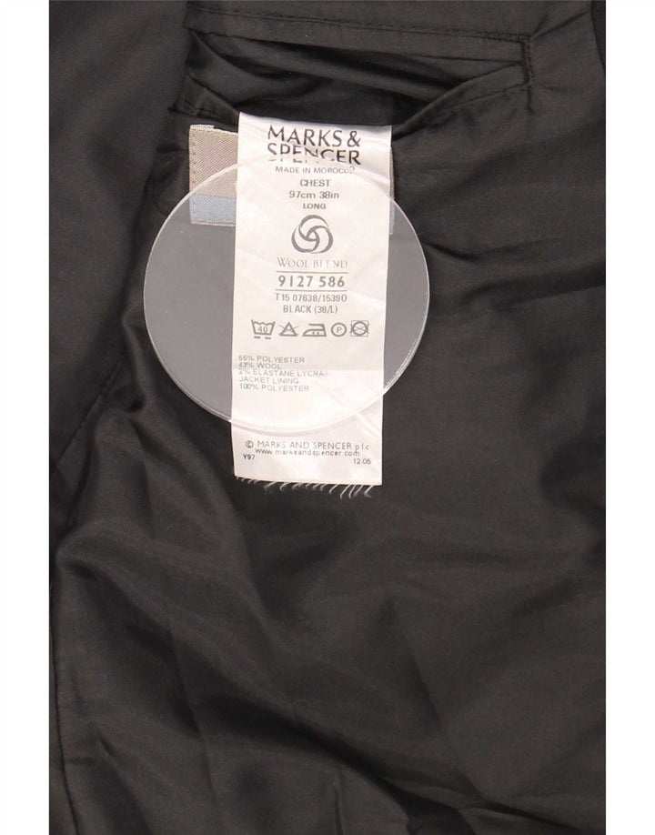 Marks & Spencer Giacca blazer a 3 bottoni da uomo UK 38 Poliestere nero medio