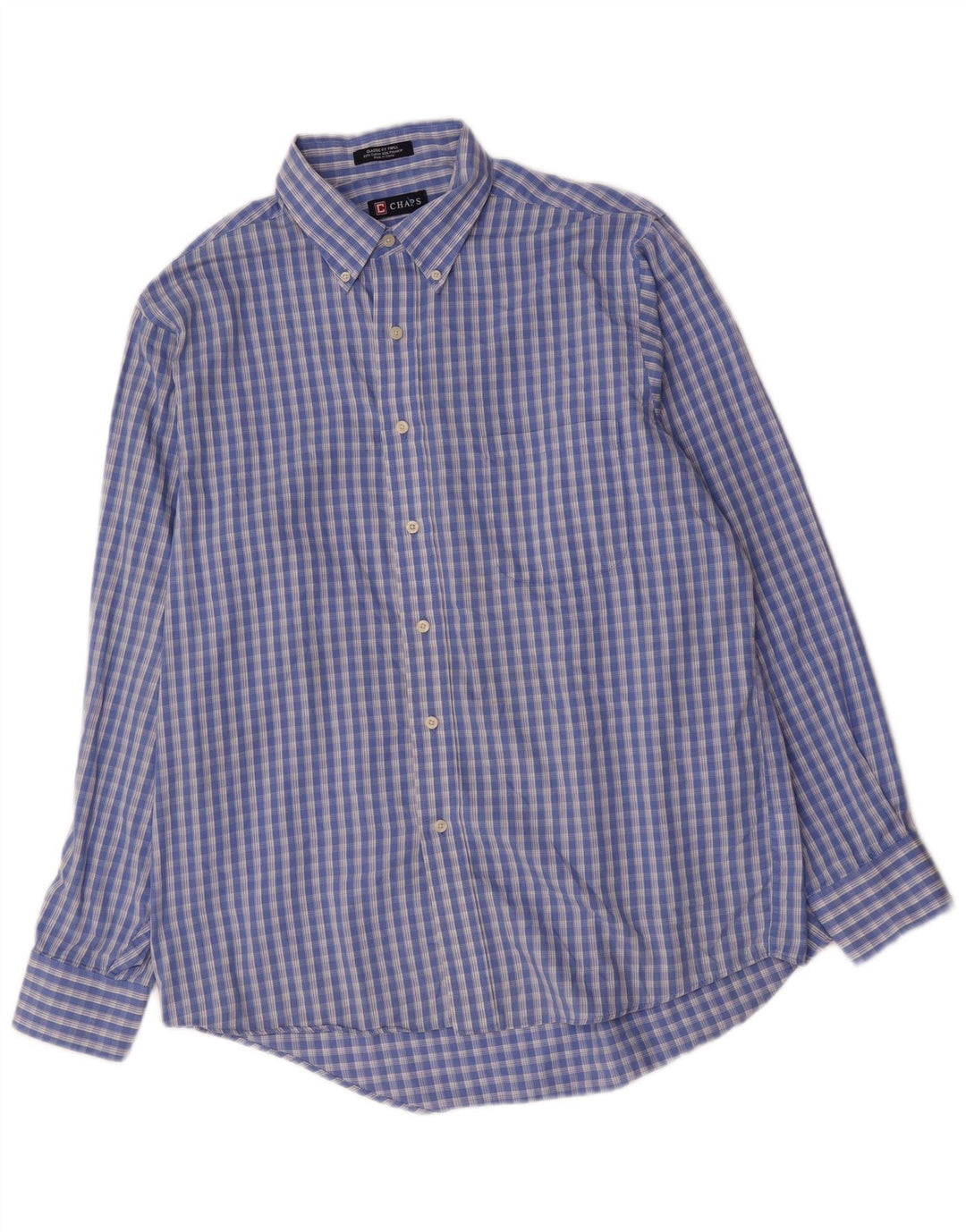 Camicia da uomo dalla vestibilità classica Chaps taglia 16 1/2 grande cotone a quadri blu