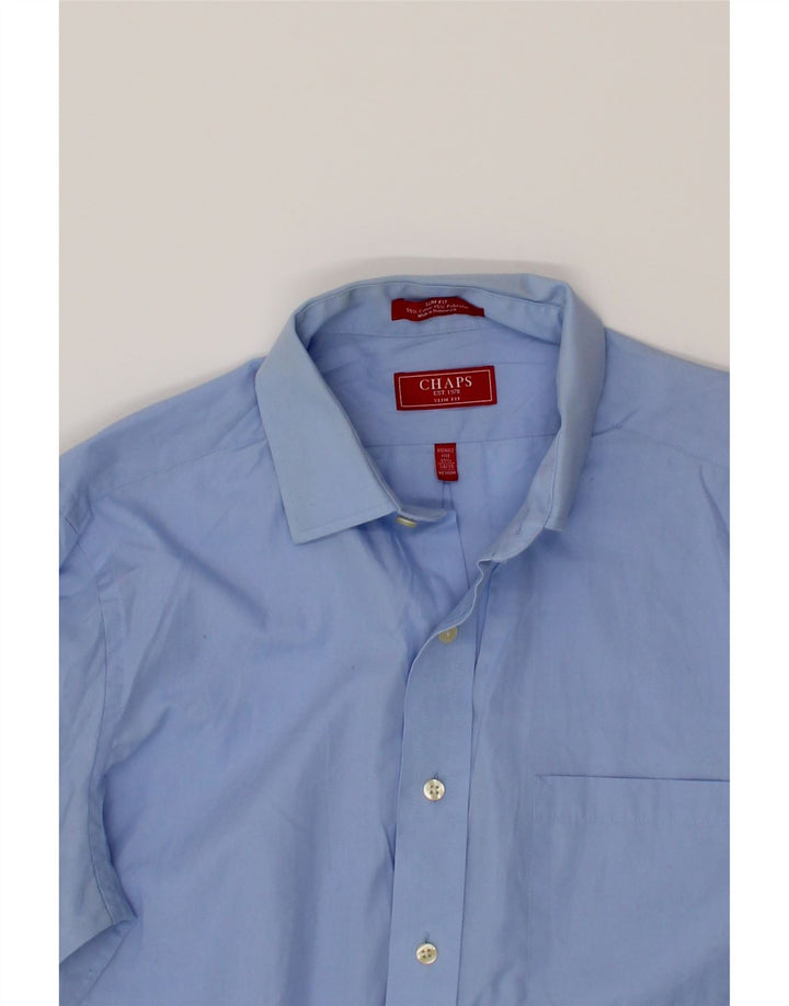 CHAPS Mens Slim Fit Shirt Size 15 1/2 Medium Blue Cotton Vintage Chaps and Second-Hand Chaps from Messina Hembry 