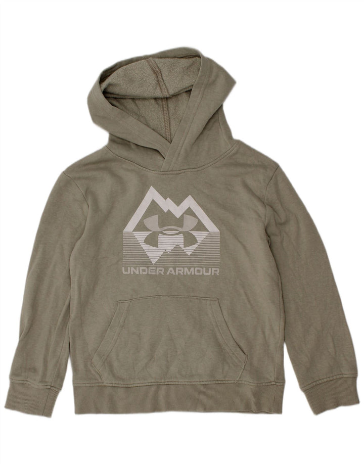 Felpa con cappuccio grafica da ragazzo Under Armour 4-5 anni color kaki