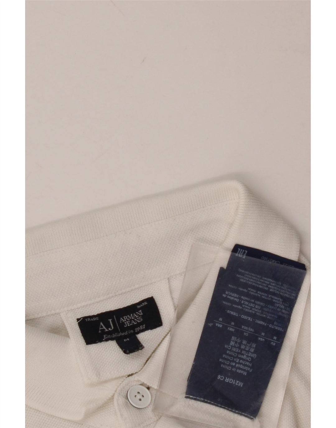 ARMANI JEANS Mens Polo Shirt Medium White Striped Cotton