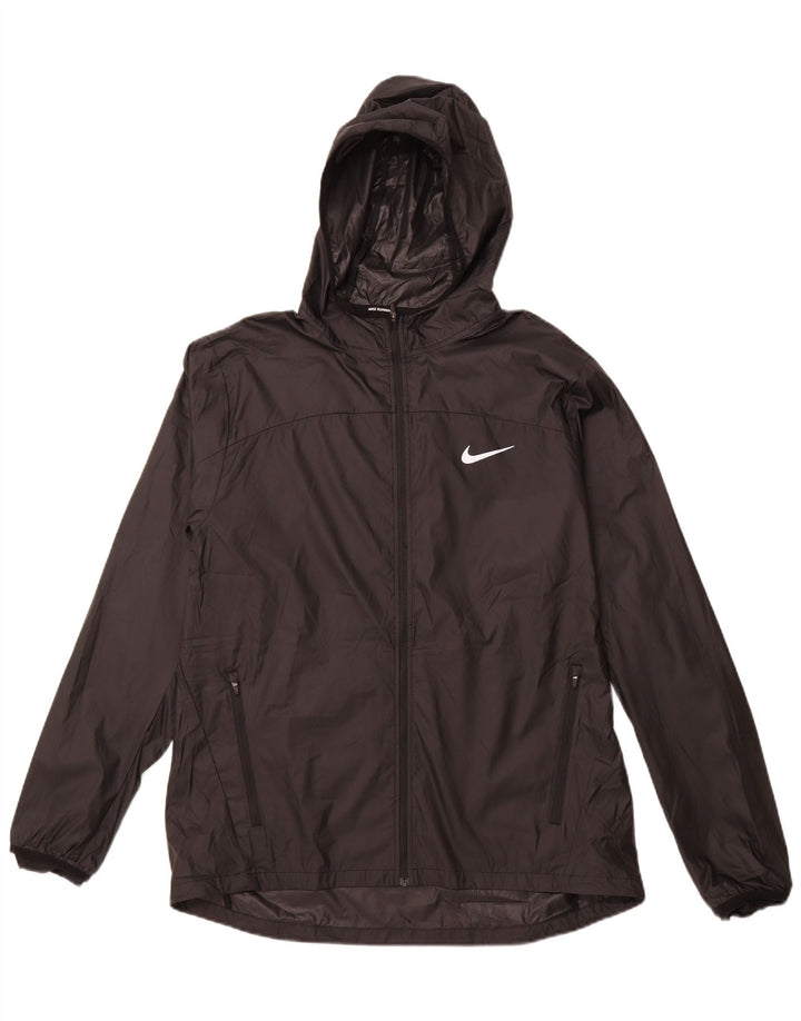 NIKE Giacca antipioggia da uomo con cappuccio UK 40 Large Nero Poliestere
