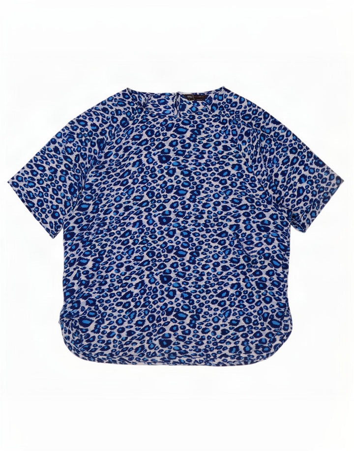 Camicetta da donna Marks & Spencer Top UK 16 Grande poliestere blu con stampa animalier