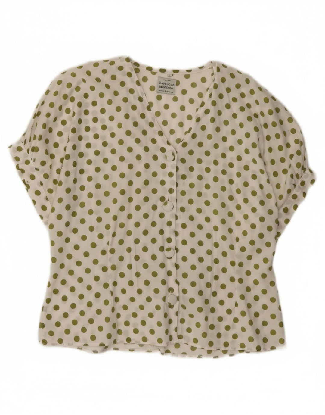 Camicia Benetton Donna Manica Corta IT 44 Medium Pois Bianco