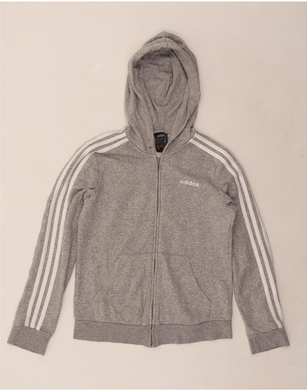 Maglione con cappuccio e zip da donna Adidas UK 8/10 Piccolo cotone chiazzato grigio