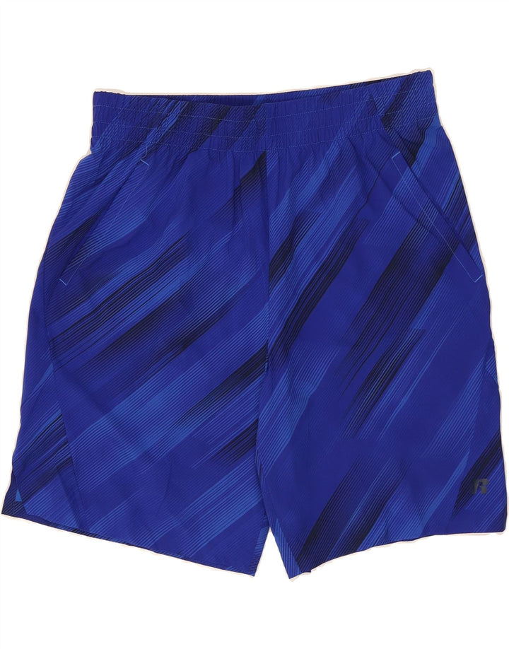 RUSSELL ATHLETIC Mens Sport Shorts Large  Blue Pinstripe Polyester Vintage Russell Athletic and Second-Hand Russell Athletic from Messina Hembry 