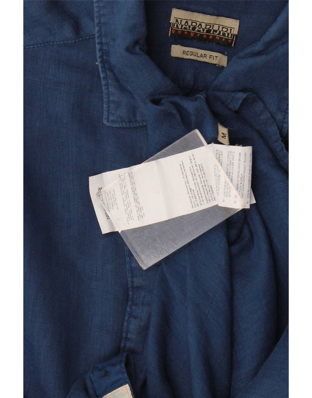Camicia Napapijri da uomo vestibilità regolare in lino blu navy medio