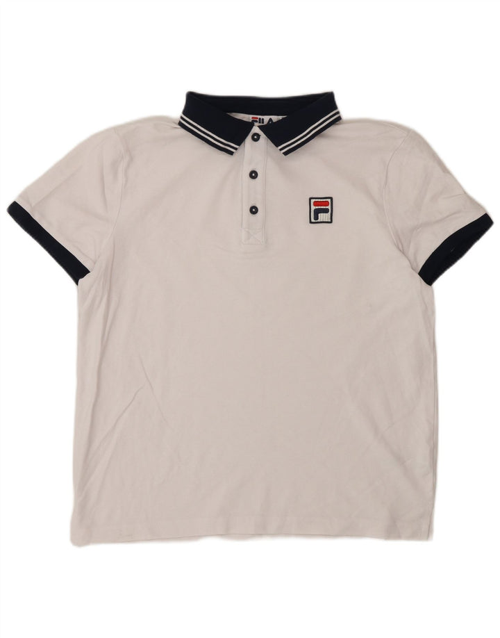 Polo da uomo Fila Small in cotone color block bianco