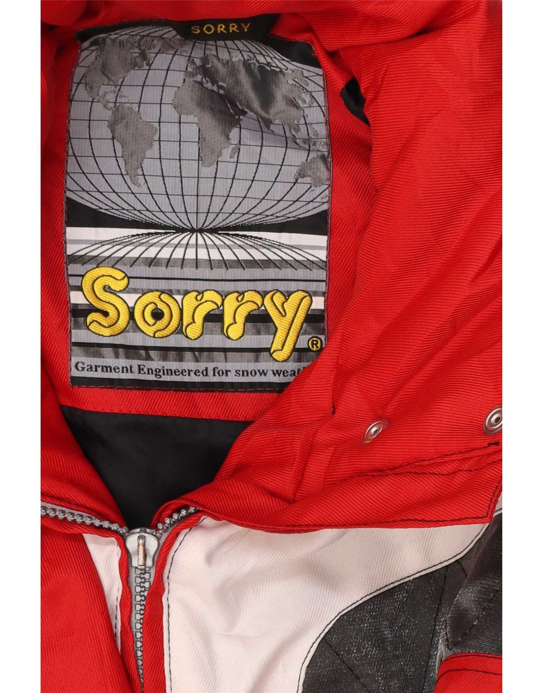 Giacca da sci con cappuccio da donna Sorry UK 14 Large Red Colourblock