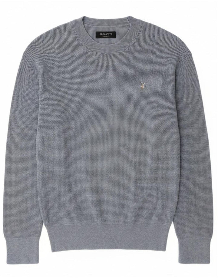 ALL SAINTS Maglione da uomo girocollo in cotone blu medio