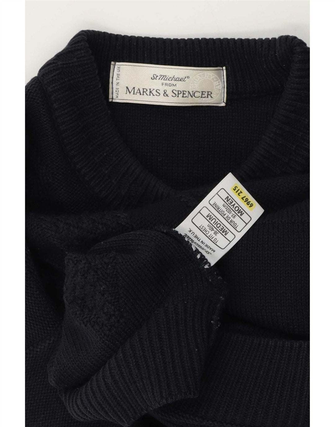 Marks & Spencer Maglione maglione girocollo St. Michael da uomo blu navy medio