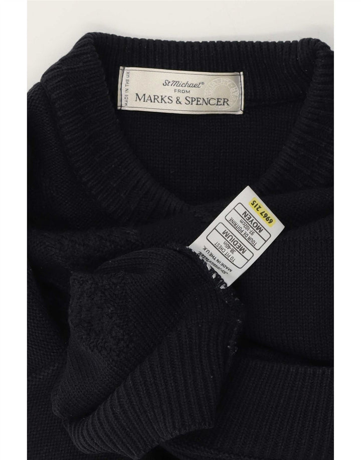 Marks & Spencer Maglione maglione girocollo St. Michael da uomo blu navy medio